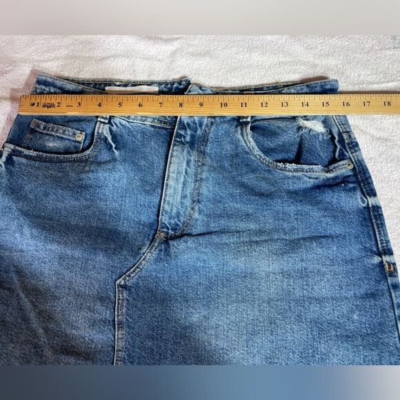 Zara Blue Denim Miniskirt Size L - Picture 11 of 15